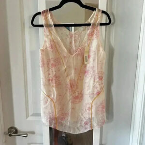 649 NWT Kristina Ti Silk Tank Blouse Size 42 Color Cream Pink